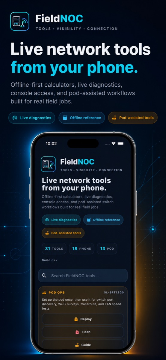 FieldNOC branded home screenshot