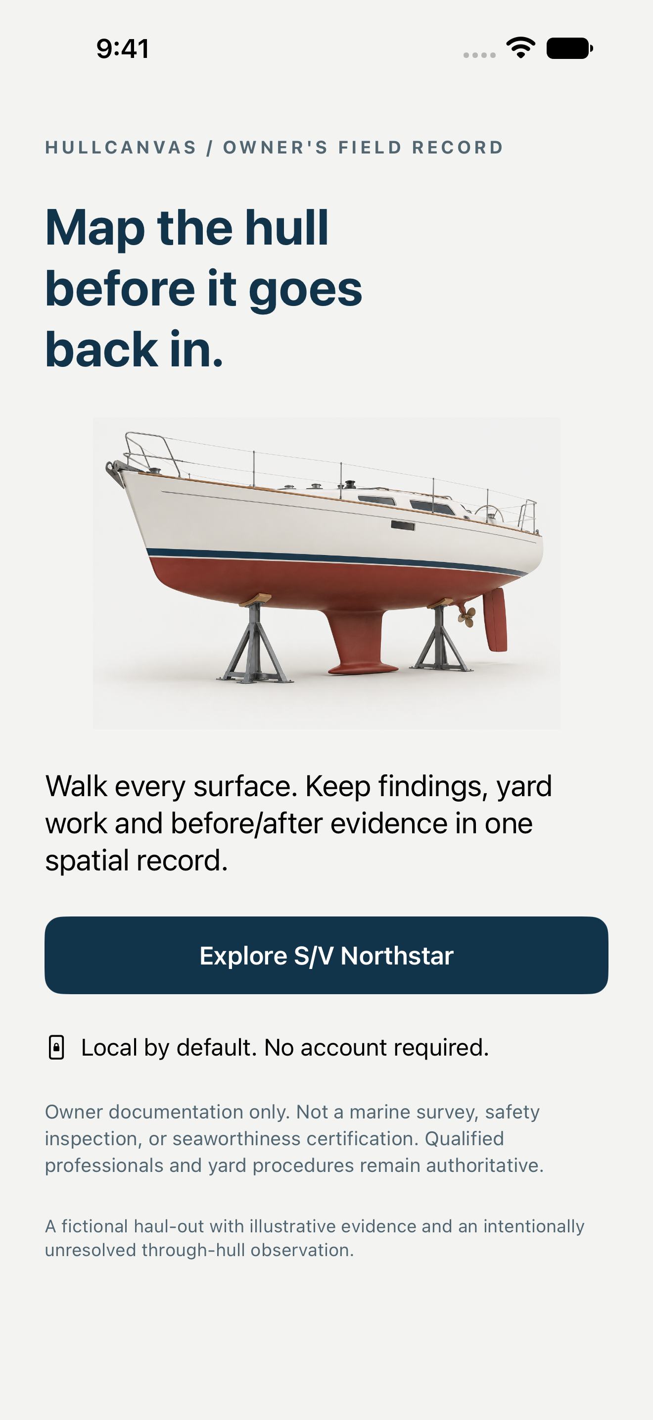 HullCanvas welcome screen