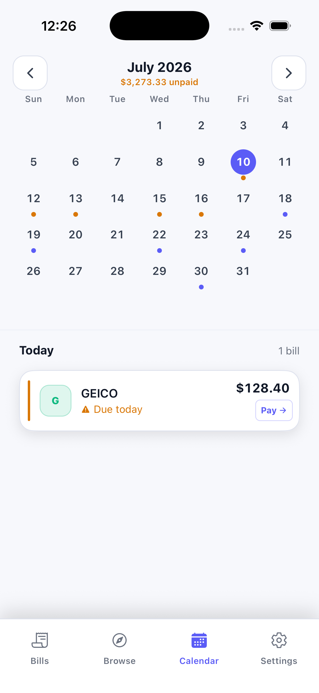 Paidly.To calendar view