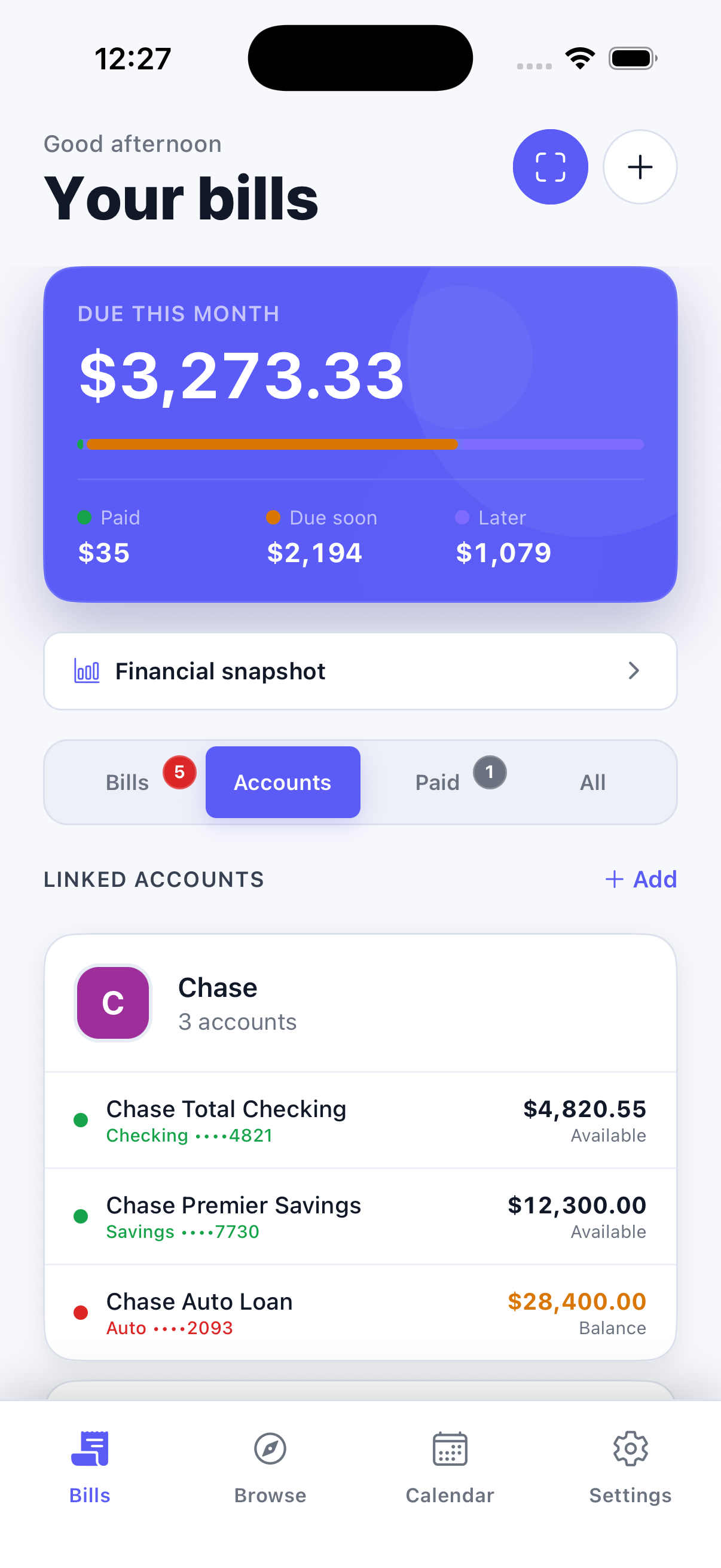 Paidly.To linked accounts view