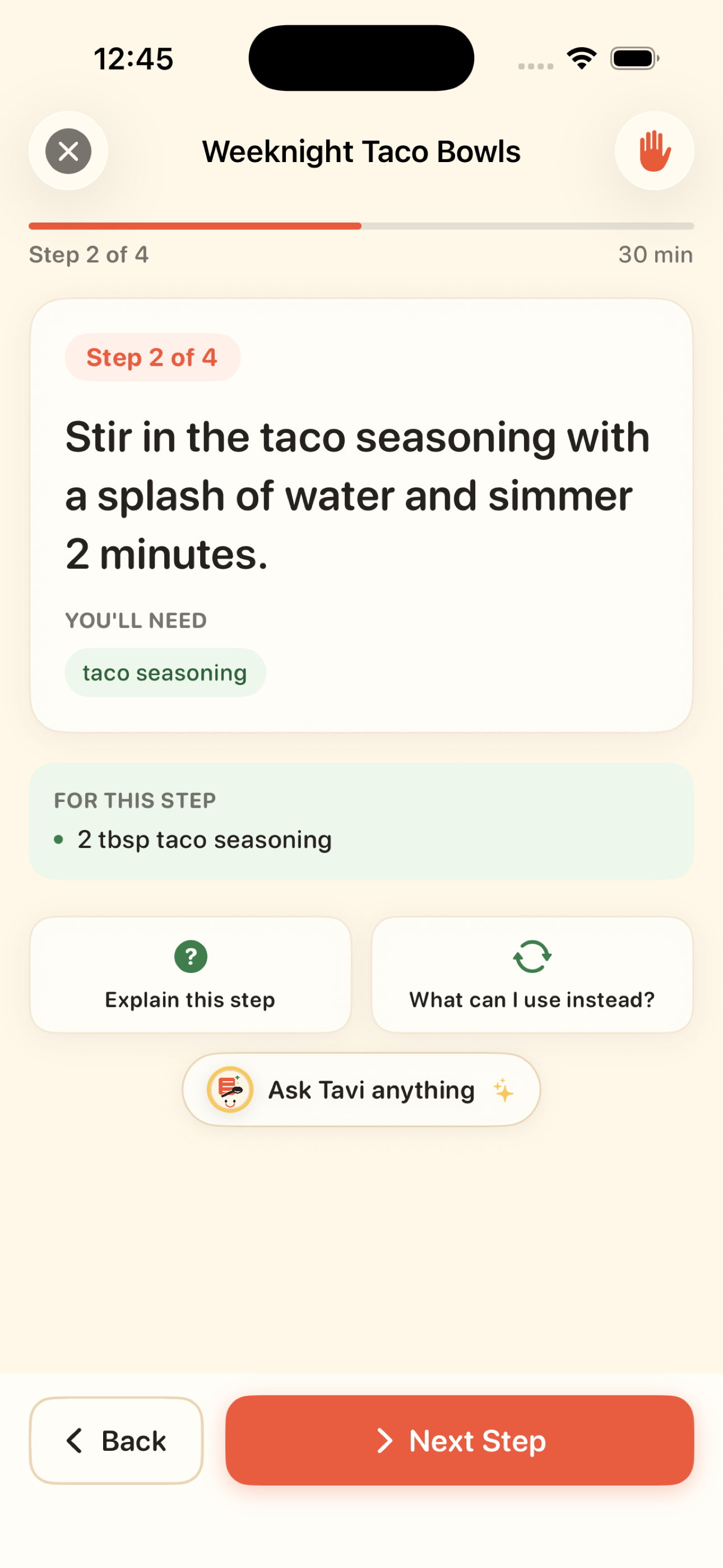 SupperScript guided cook mode