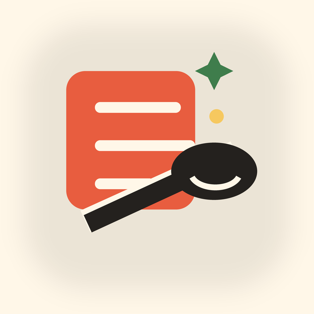 SupperScript app icon with a recipe book and cooking tools