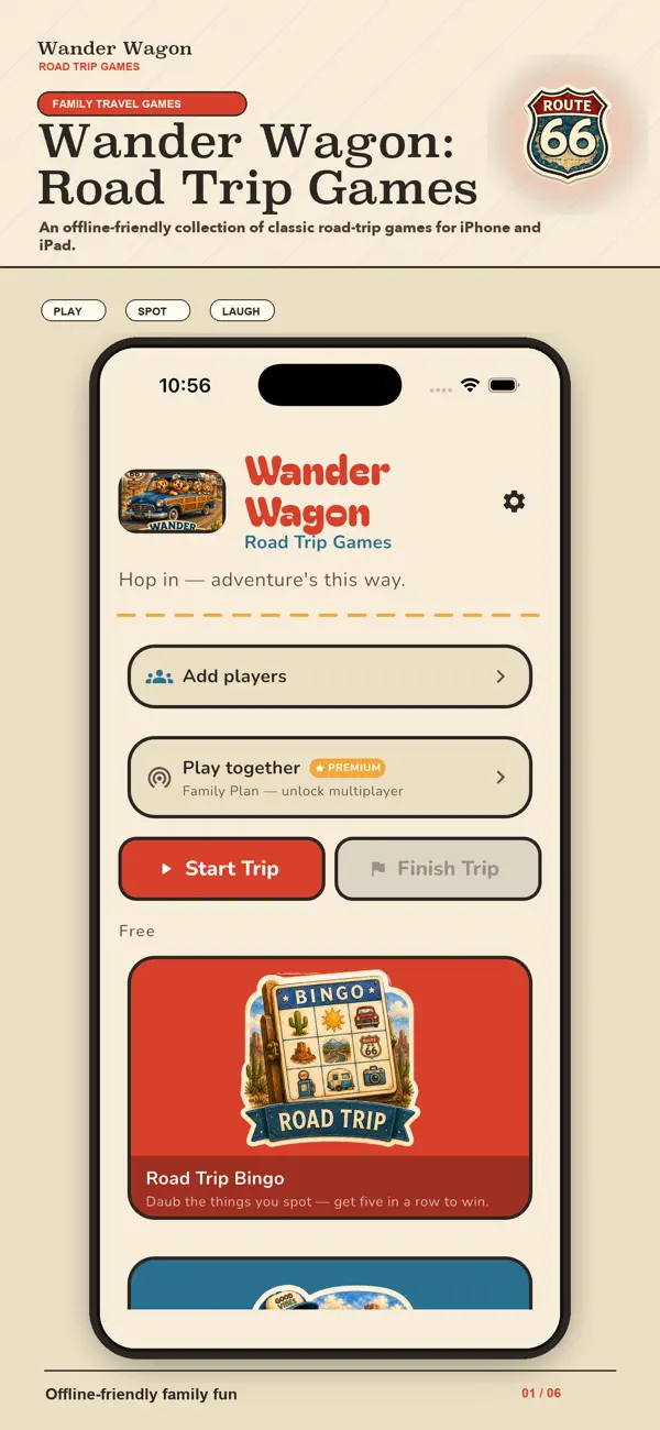 Wander Wagon game selection screen