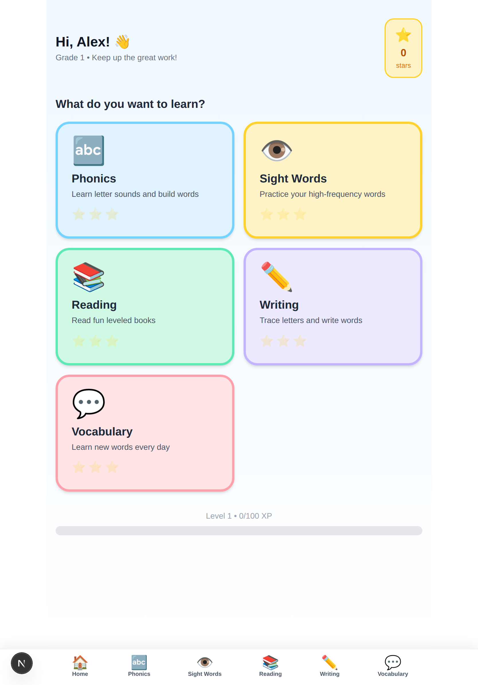 WordNest dashboard